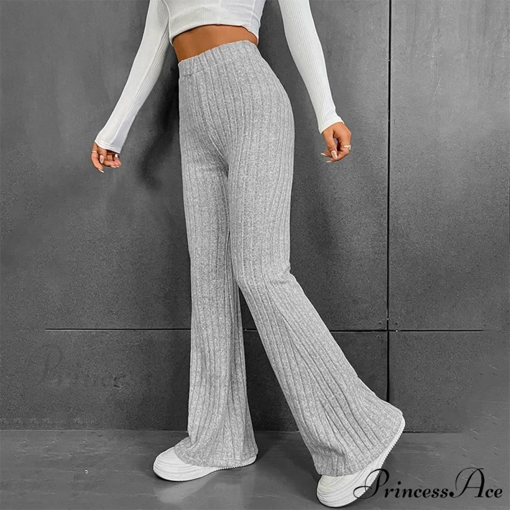 Fall New Solid Wide Pit Stripe Casual Knitted Warm Streetwear Pants - Image 2