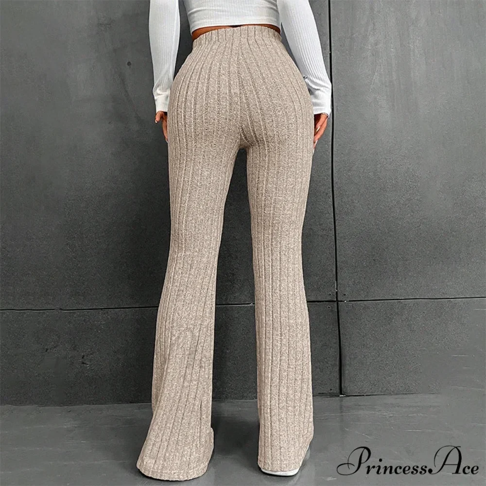 Fall New Solid Wide Pit Stripe Casual Knitted Warm Streetwear Pants - Image 3