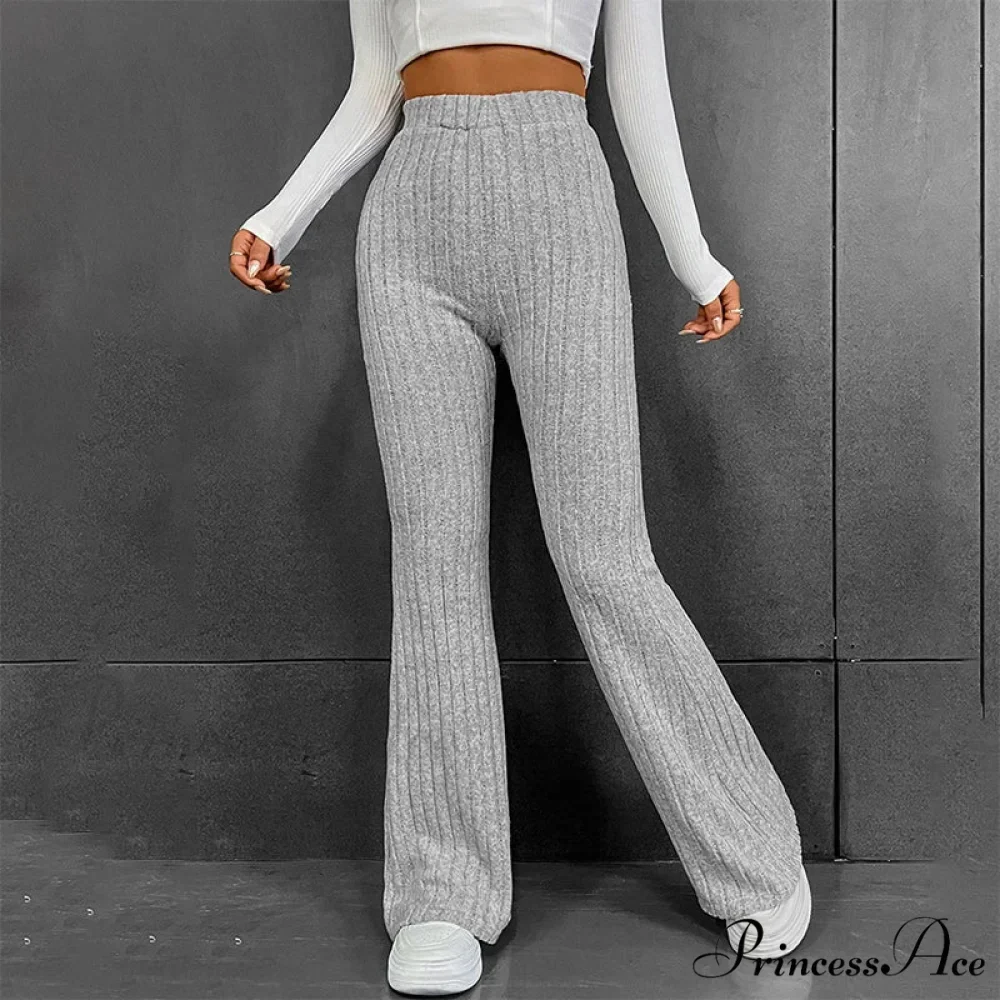 Fall New Solid Wide Pit Stripe Casual Knitted Warm Streetwear Pants - Image 4
