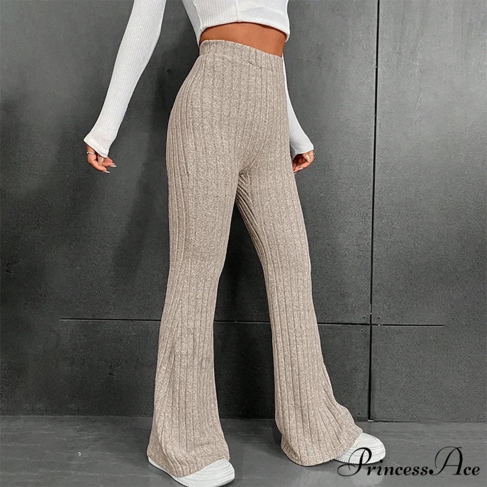 Fall New Solid Wide Pit Stripe Casual Knitted Warm Streetwear Pants - Image 5