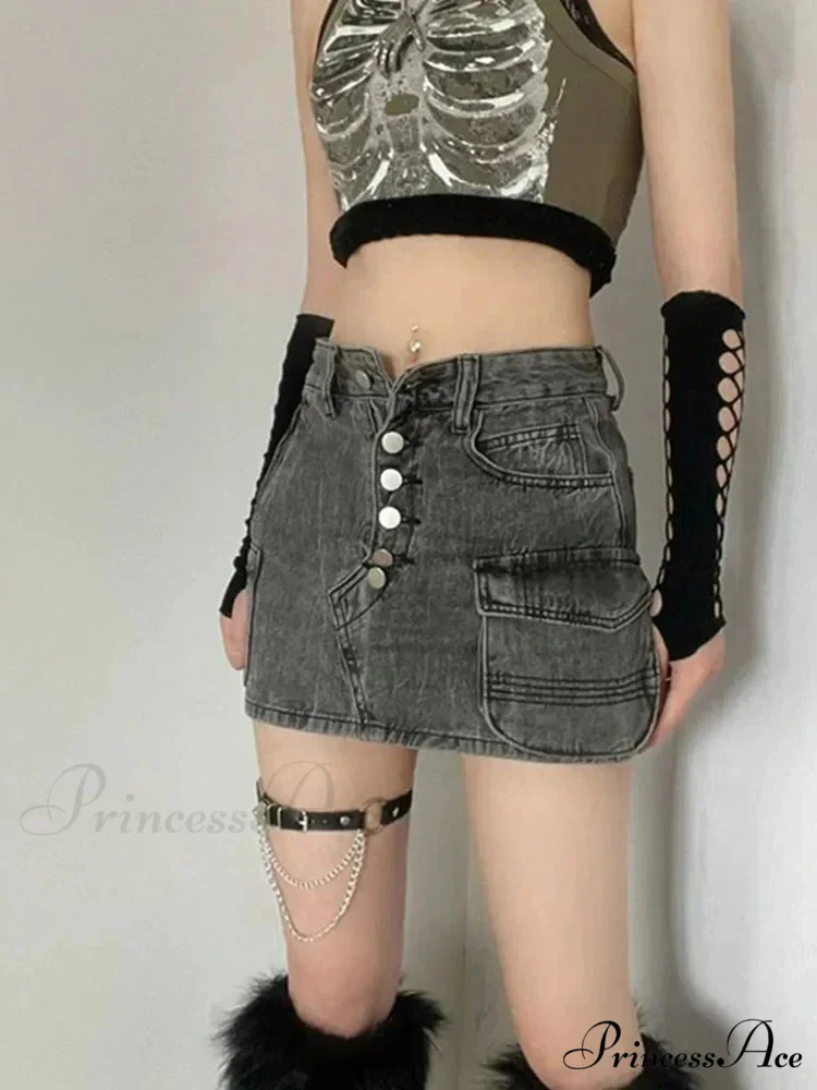 Punk Aesthetic Cyber Retro X-ray Skeleton Print Sleeveless Vest ArmyGreen Crop Designer Clothes Women 2024 Summer Emo Tank top - Image 3