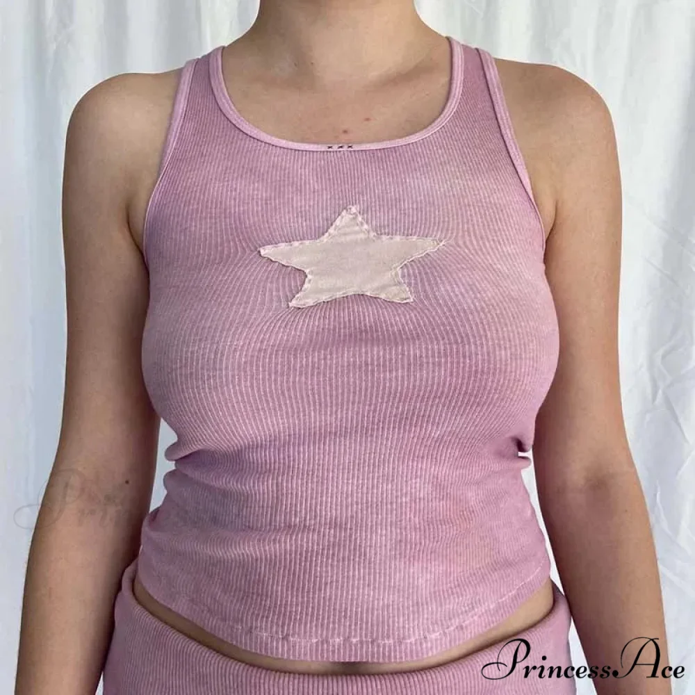 Vintage Knitted Vest Fairycore Star Pattern Sleeveless Summer 2024 Women Slim Harajuku Sweats Shirt Tank top - Image 9