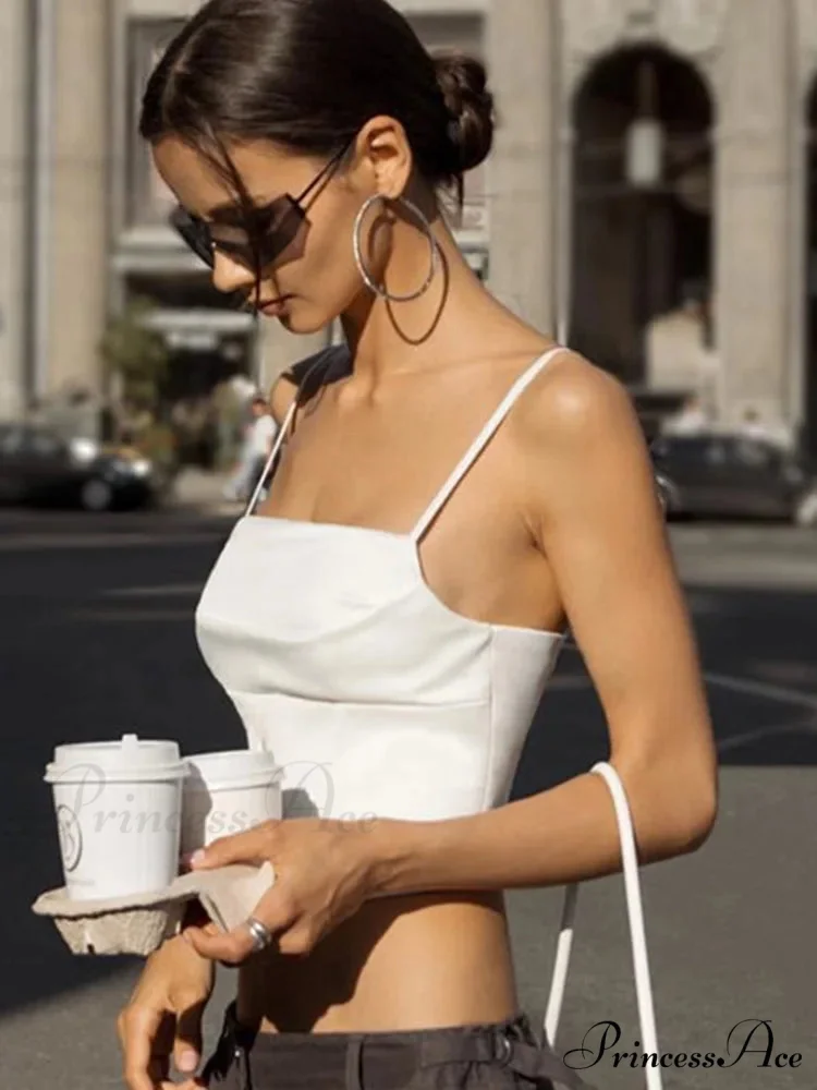 Spaghetti Strap Backless Bandage Skinny Crops 2024 Summer Elegant Lace Up Party Streetwear Women Camis Tank top - Image 4