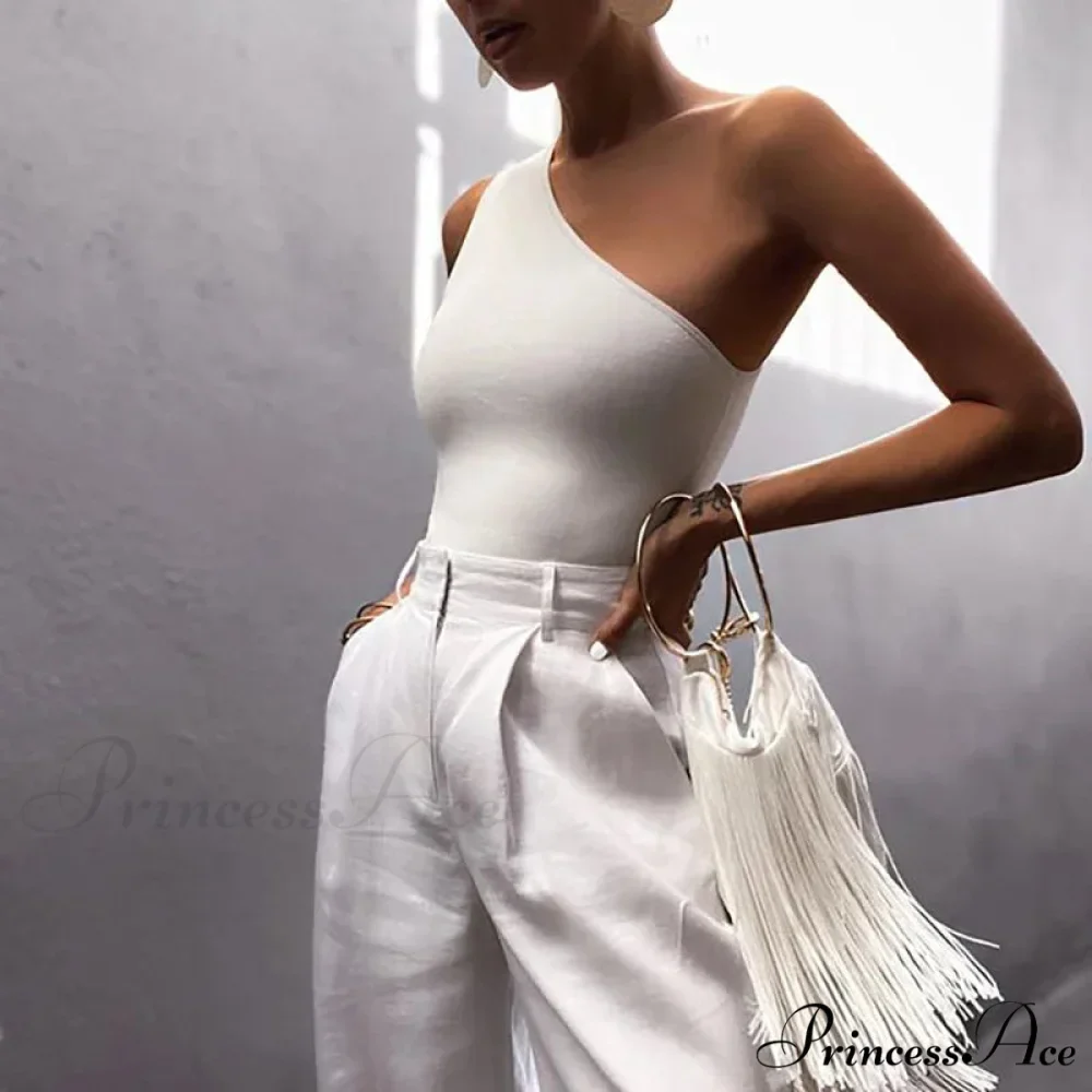 Women Sports Crops Vest Casual Female One Shoulder Summer Outfitss Fitness Elastic Tank top - Image 4
