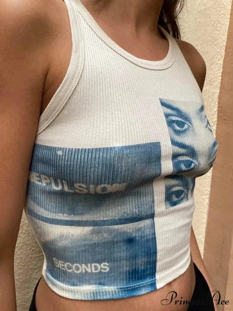 Street Portrait Striped Girl Fashion Sleeveless Off Shoulder Slim Fit Baby Tight Y2K Short Style Aesthetic EMO Tank top - Image 3