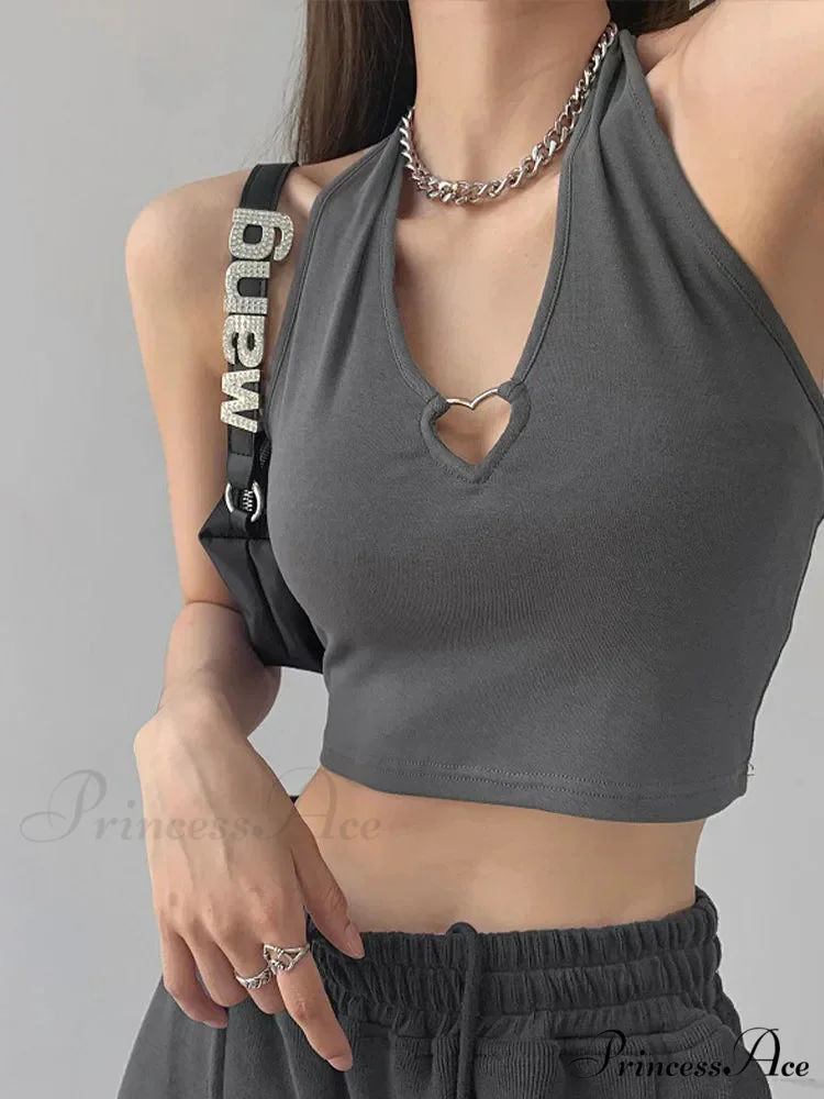 Women V Neck Hollow Out Halter Camis 2024 Summer Fashion Slim Cropped Lace Up Camisole Tank top - Image 2