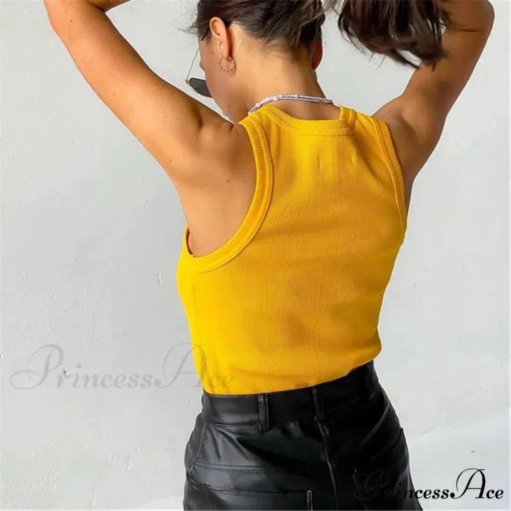Ribbed Knitteds Neck Summer Shirts White Black Casual Sport Vest Off Shoulder Green Women's Tank top - Image 5