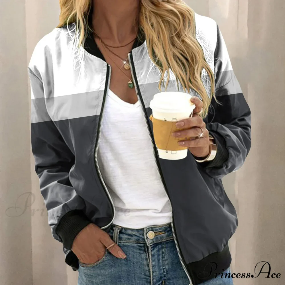 Lightweight Zip Up Floral Print Stand Collar Short Sports Winter Outer Warm Chic Stylish Fashionable Versatile Jacket - Image 2