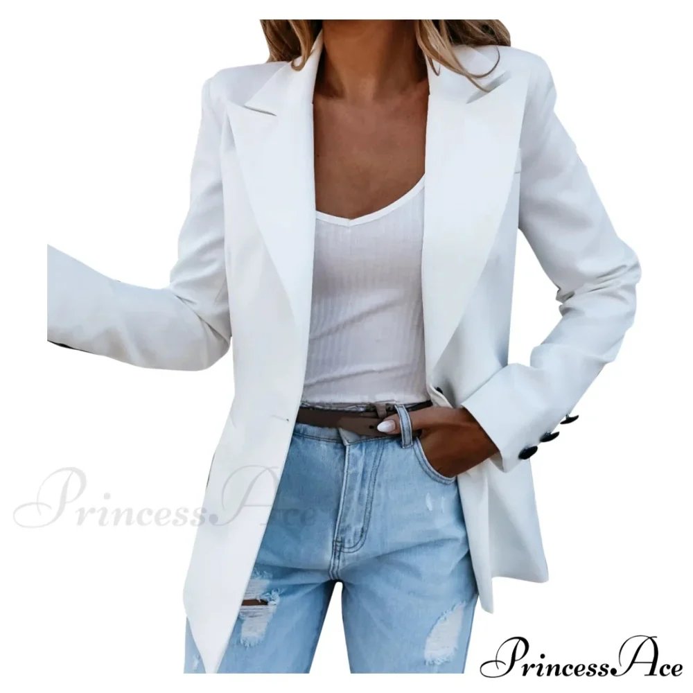 Autumn Winter Long Sleeves Turn Down Collar Outwear Suit Tops Slim Overcoat Women's Warm Chic Stylish Elegant Fashionable Versatile Jacket - Image 3