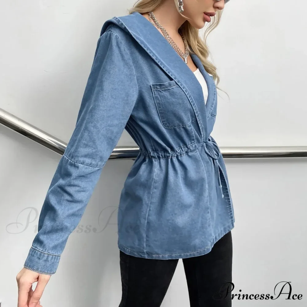 Hooded 2024 Autumn Winter Lapel Loose Open Front Chic Stylish Elegant Fashionable Versatile Short Women's Jacket - Image 2