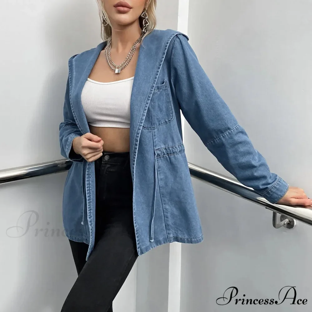 Hooded 2024 Autumn Winter Lapel Loose Open Front Chic Stylish Elegant Fashionable Versatile Short Women's Jacket - Image 3