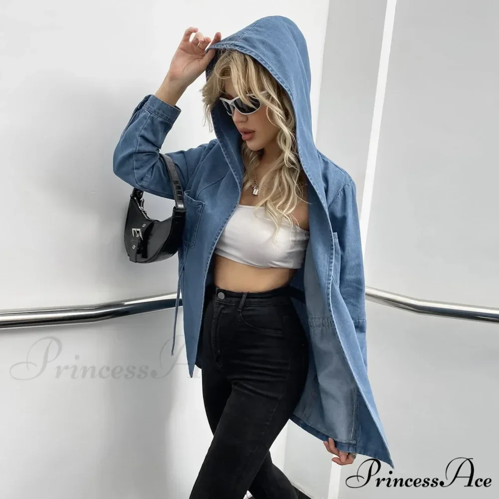 Hooded 2024 Autumn Winter Lapel Loose Open Front Chic Stylish Elegant Fashionable Versatile Short Women's Jacket - Image 4