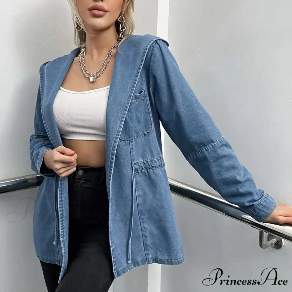 Hooded 2024 Autumn Winter Lapel Loose Open Front Chic Stylish Elegant Fashionable Versatile Short Women's Jacket - Image 6
