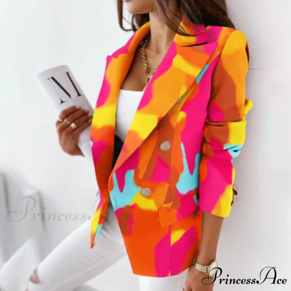 Turn-Down Collar Casual Simple Long Sleeve Blazer - Image 6