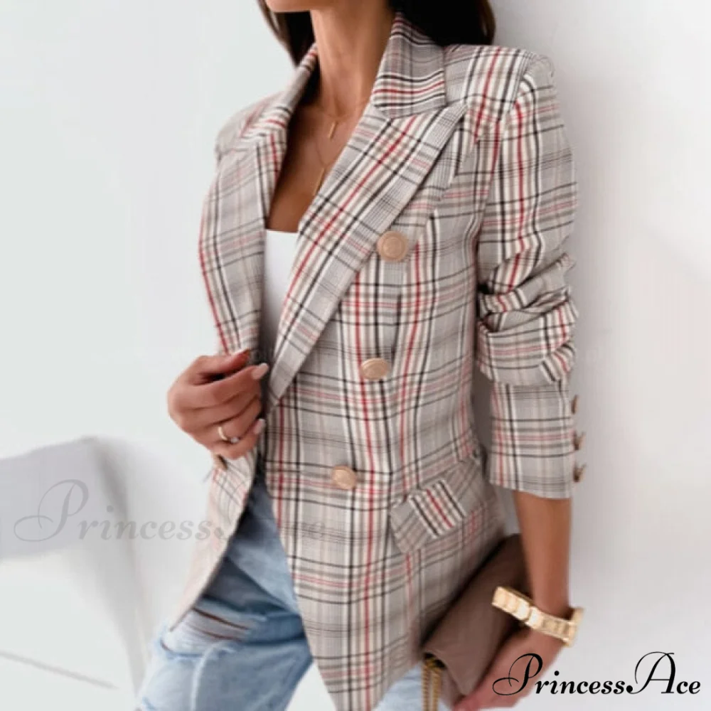 Turn-Down Collar Casual Simple Long Sleeve Blazer - Image 8