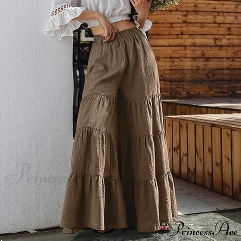 Casual Elastic Waist Long Solid Pants - Image 2