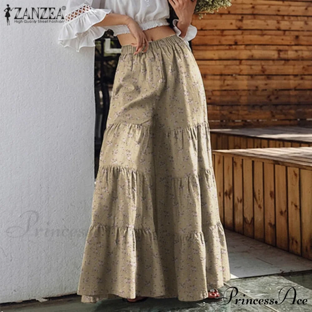 Casual Elastic Waist Long Solid Pants - Image 4