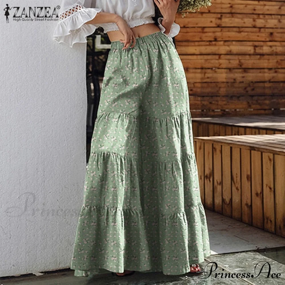 Casual Elastic Waist Long Solid Pants - Image 5