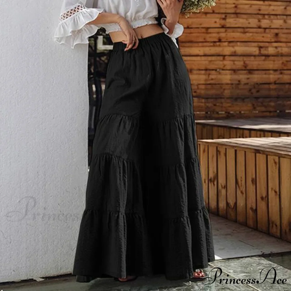 Casual Elastic Waist Long Solid Pants - Image 6