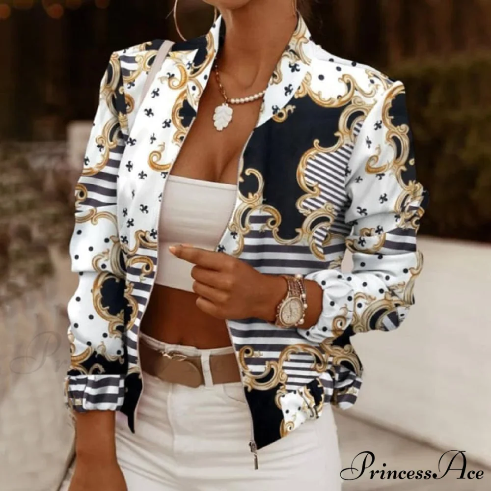 Casual Thin Vintage Print Ladies Coat - Image 11