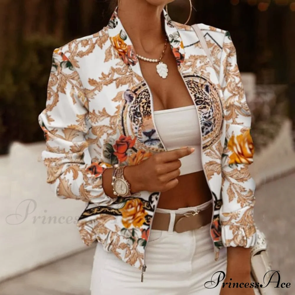 Casual Thin Vintage Print Ladies Coat - Image 2