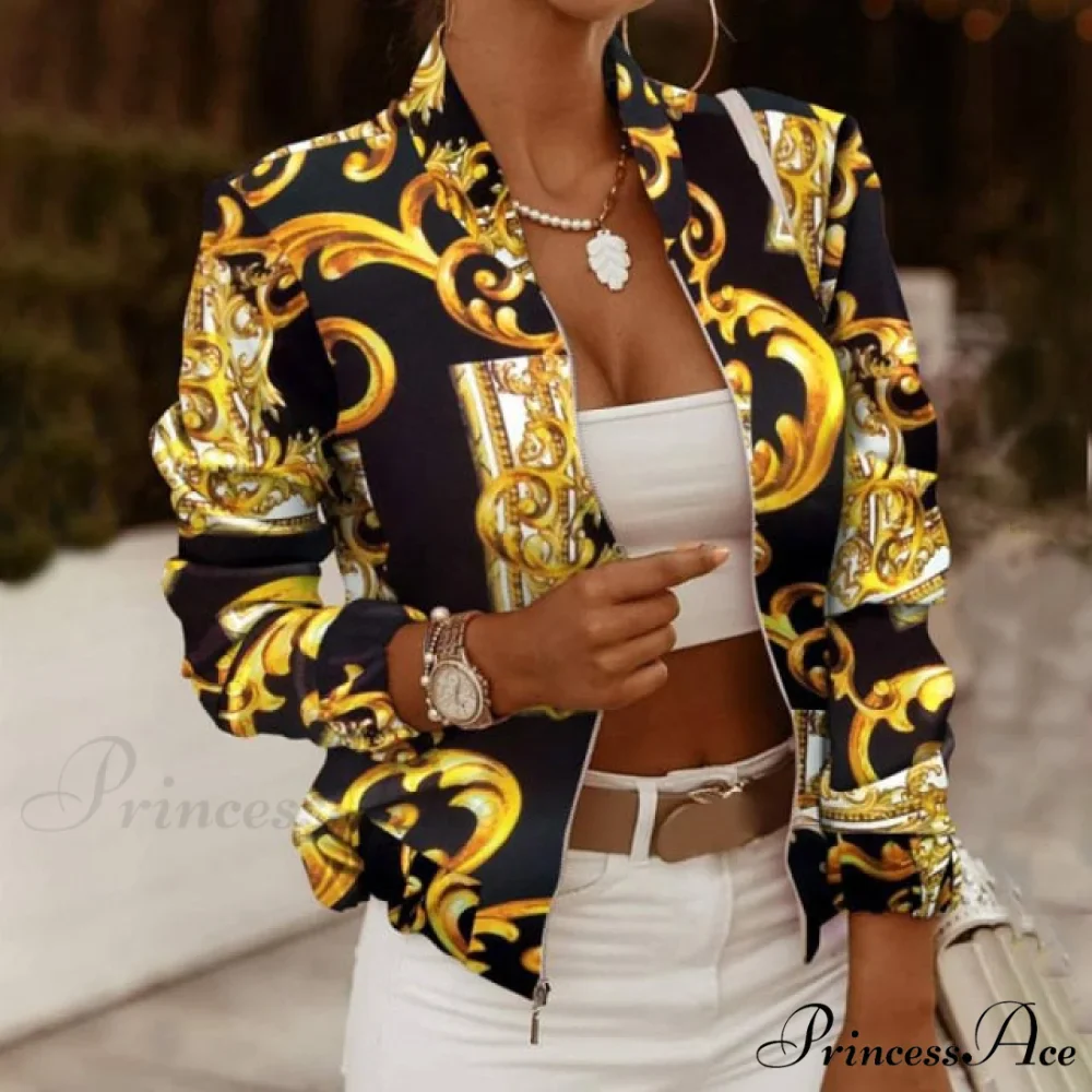 Casual Thin Vintage Print Ladies Coat - Image 3