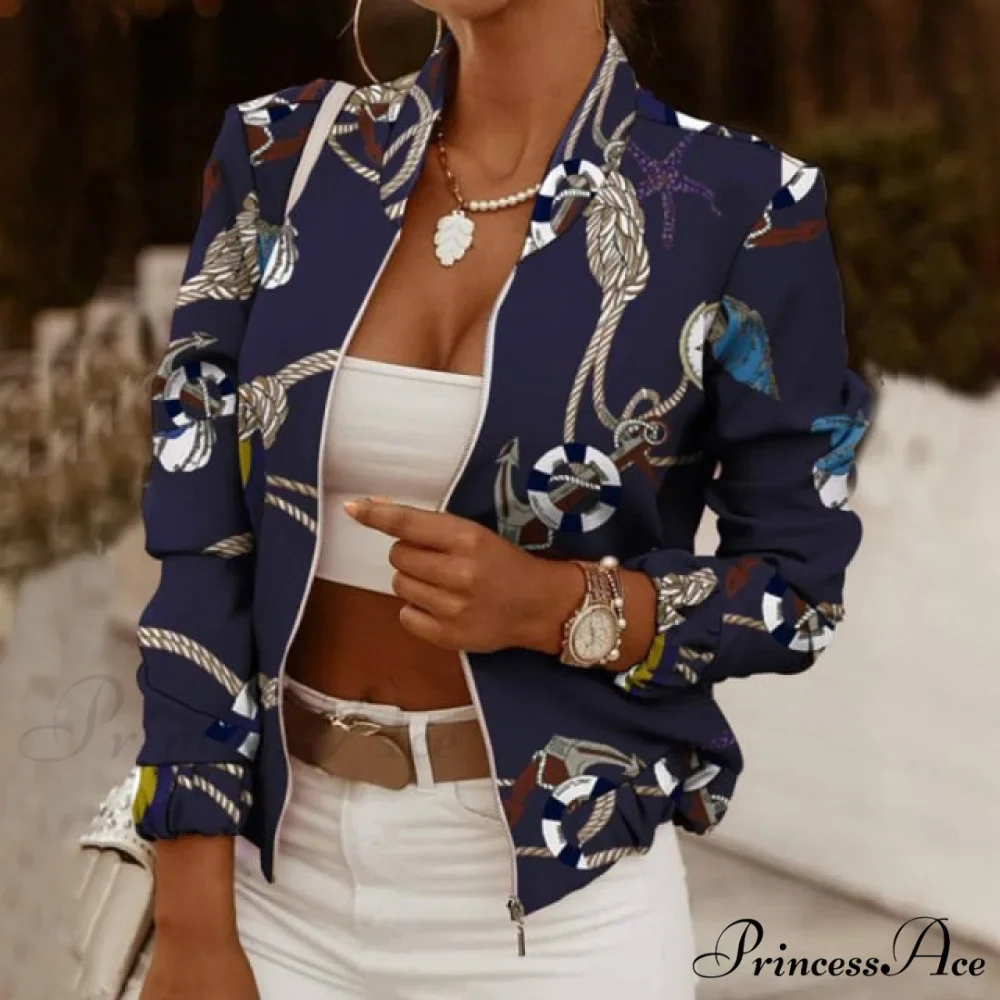 Casual Thin Vintage Print Ladies Coat - Image 4