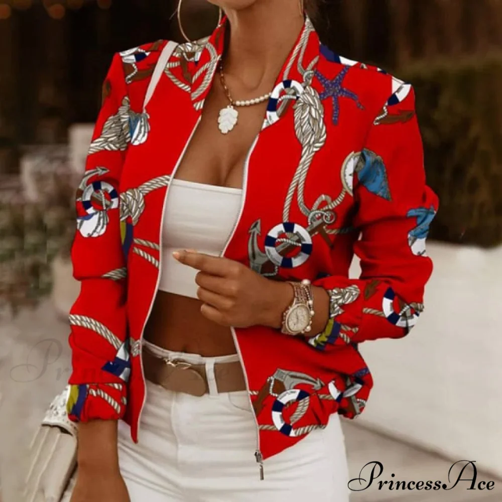 Casual Thin Vintage Print Ladies Coat - Image 9