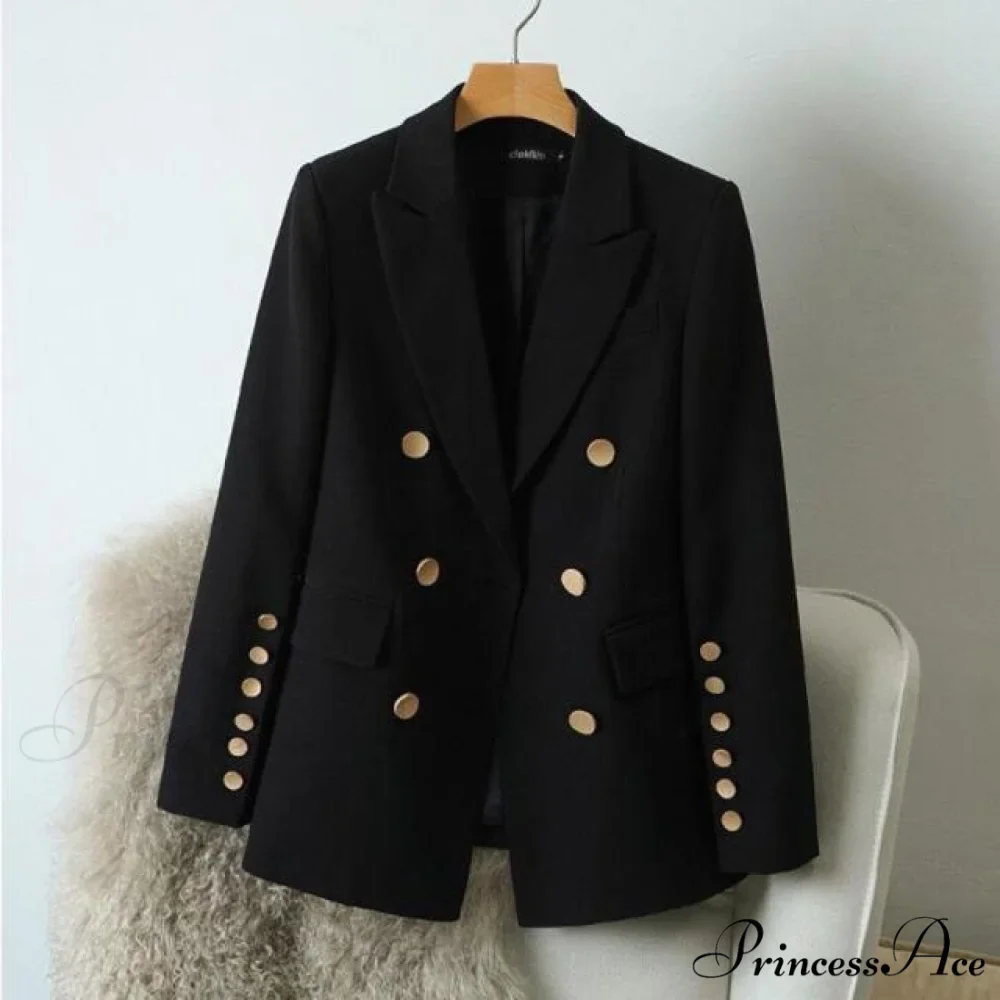 Short Slim Female Coat Black Blazer - Image 3