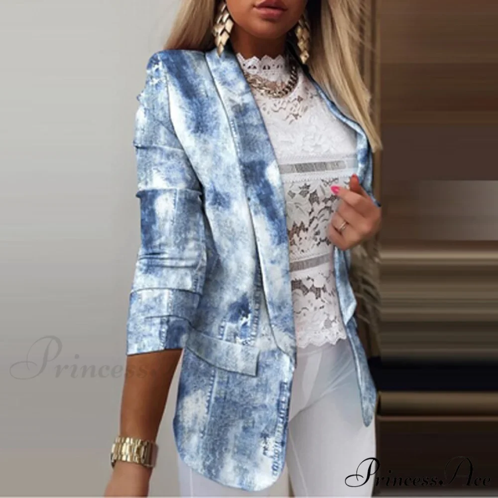 Fashion Rainbow Printed Notched Blazers - Image 2