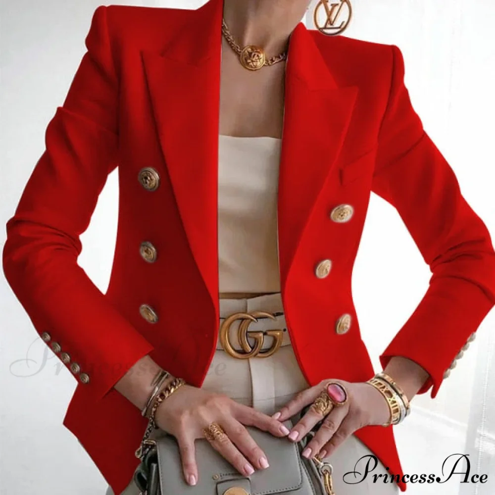 Double-breasted Jacket Commuter White Blazer - Image 3
