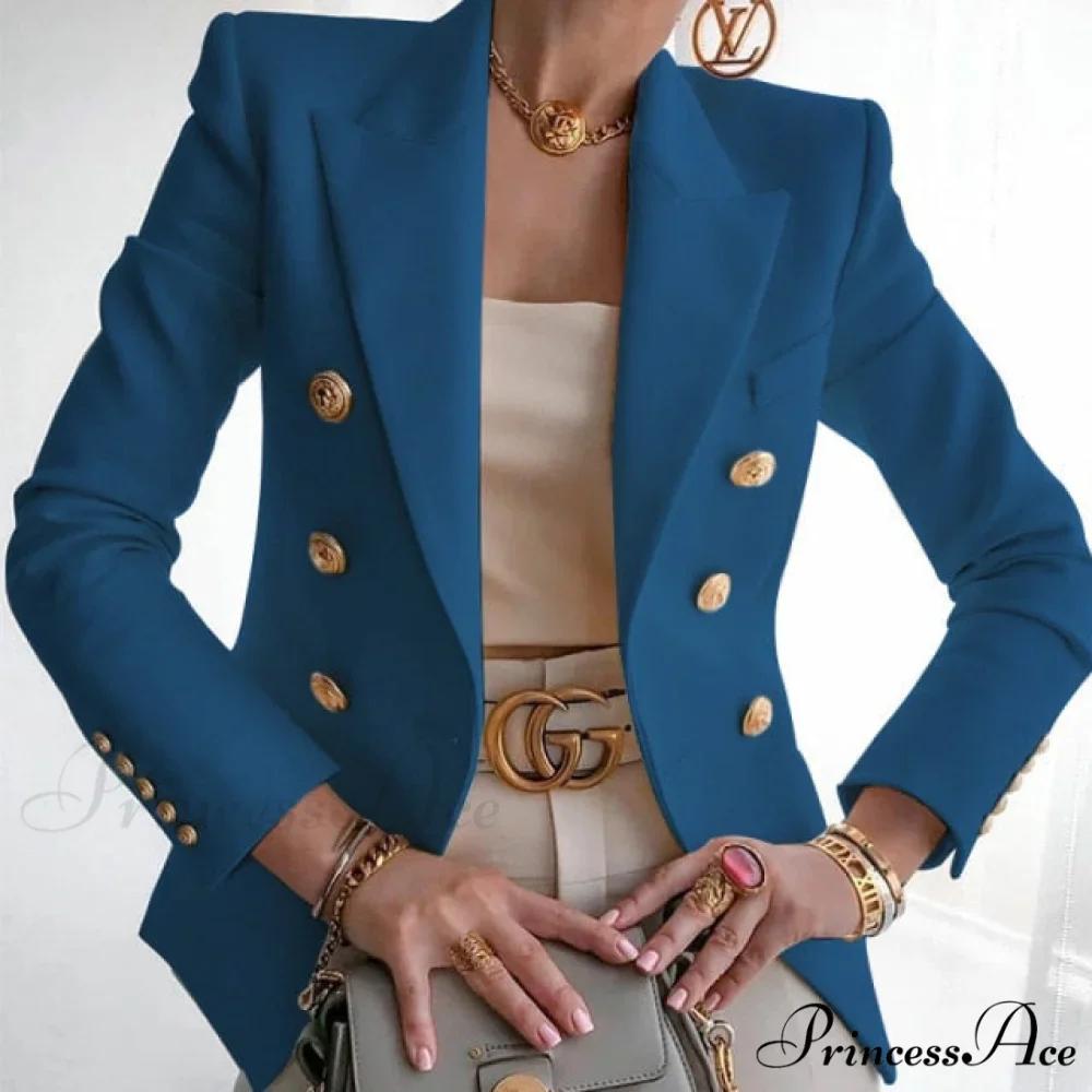 Double-breasted Jacket Commuter White Blazer - Image 6