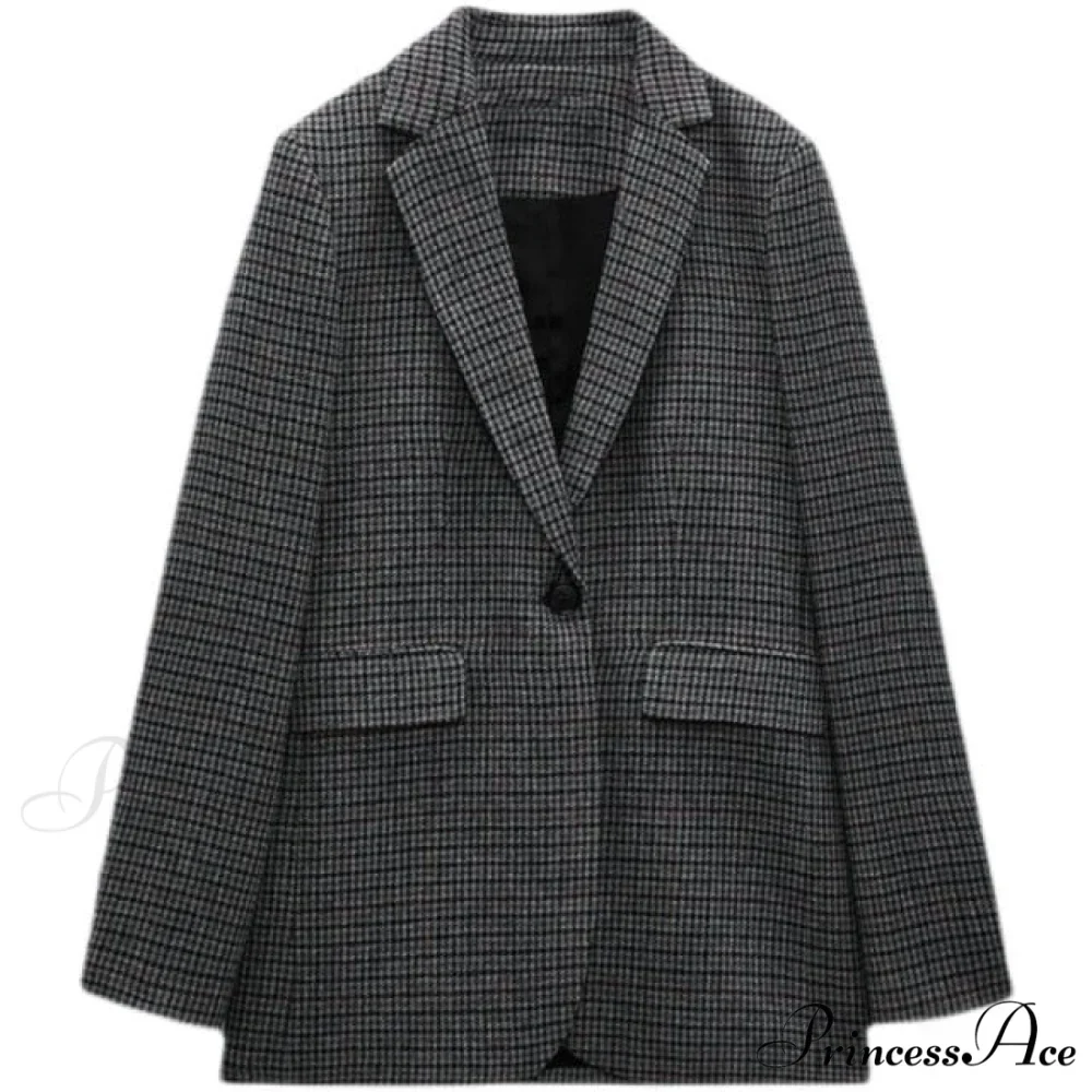 New Casual Plaid Blazer - Image 3