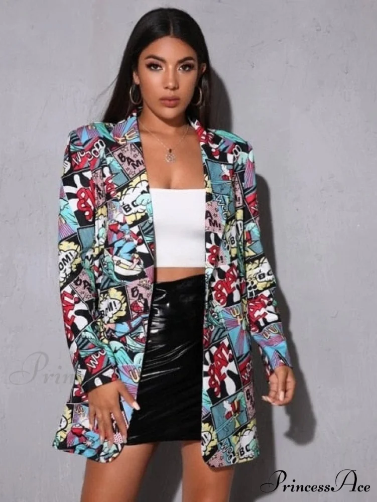 Irregular Printing Blazer - Image 22