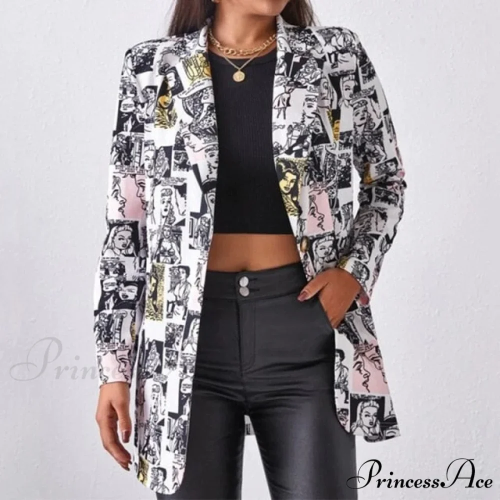 Irregular Printing Blazer - Image 8