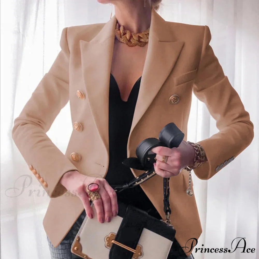 Solid Color Fashion Multi Buttons Blazer - Image 10