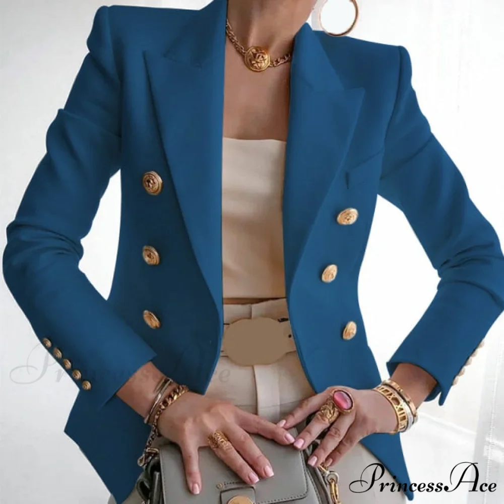 Solid Color Fashion Multi Buttons Blazer - Image 2