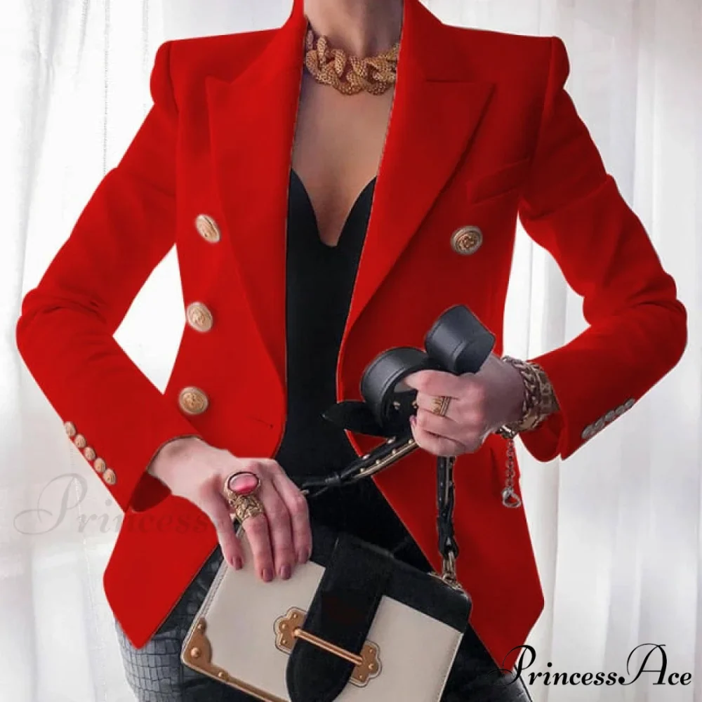 Solid Color Fashion Multi Buttons Blazer - Image 3