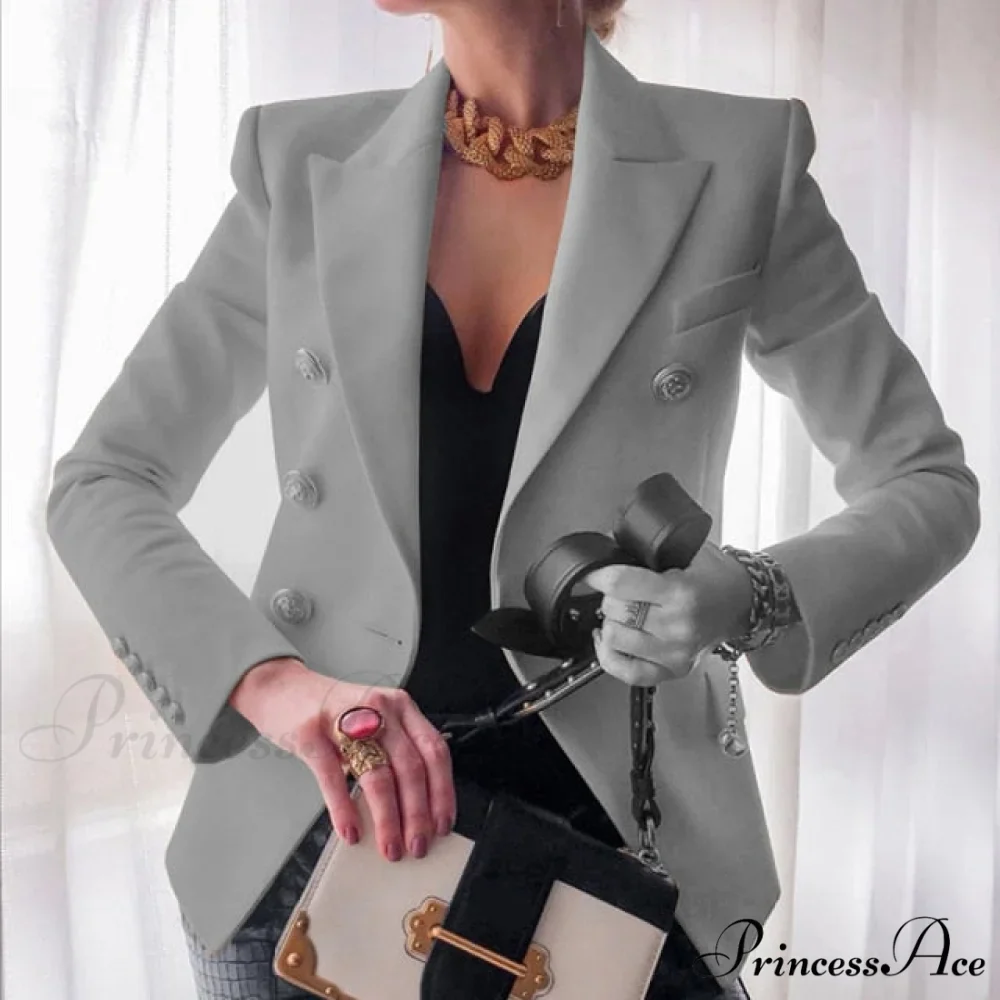 Solid Color Fashion Multi Buttons Blazer - Image 5