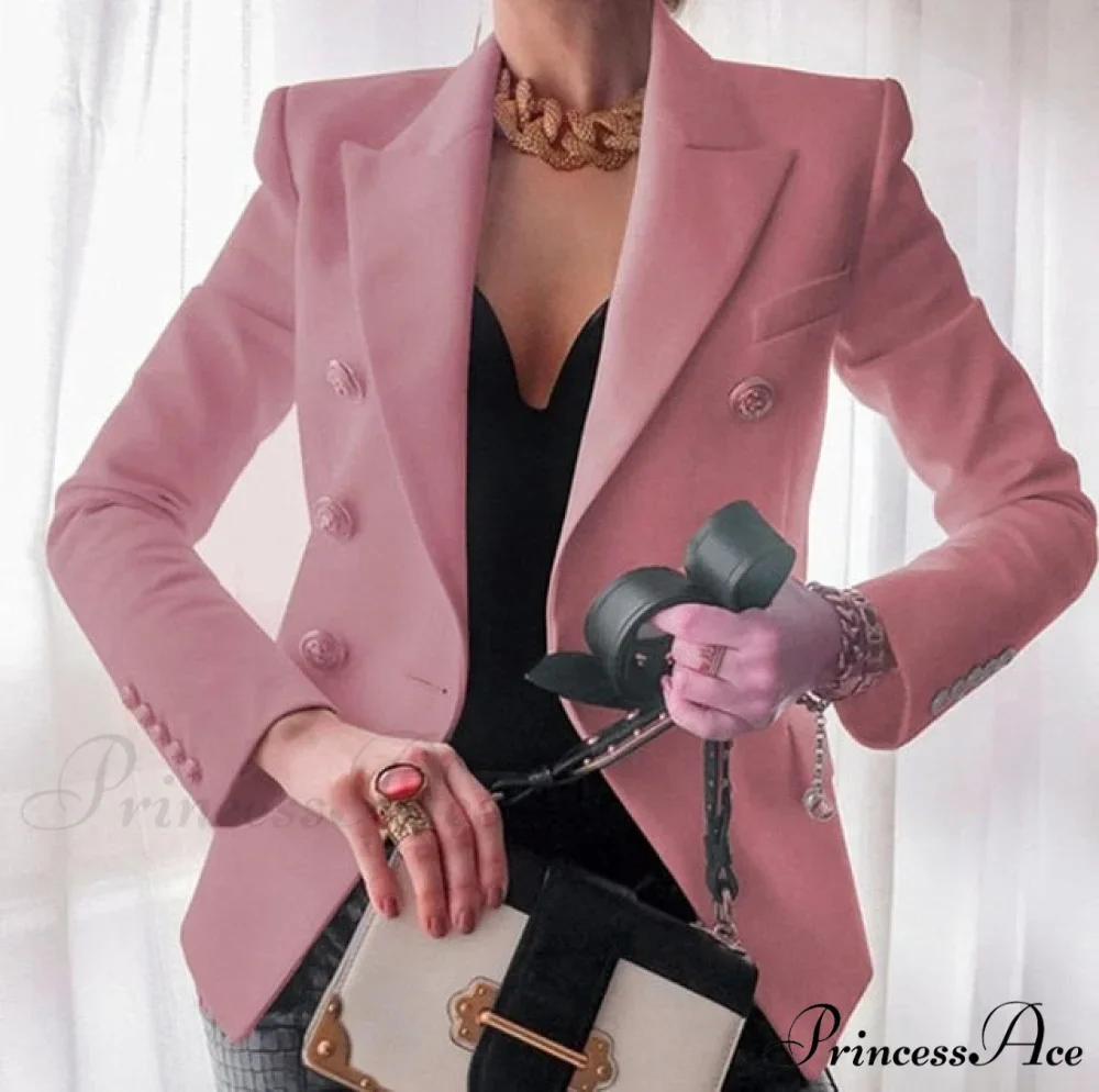 Solid Color Fashion Multi Buttons Blazer - Image 6