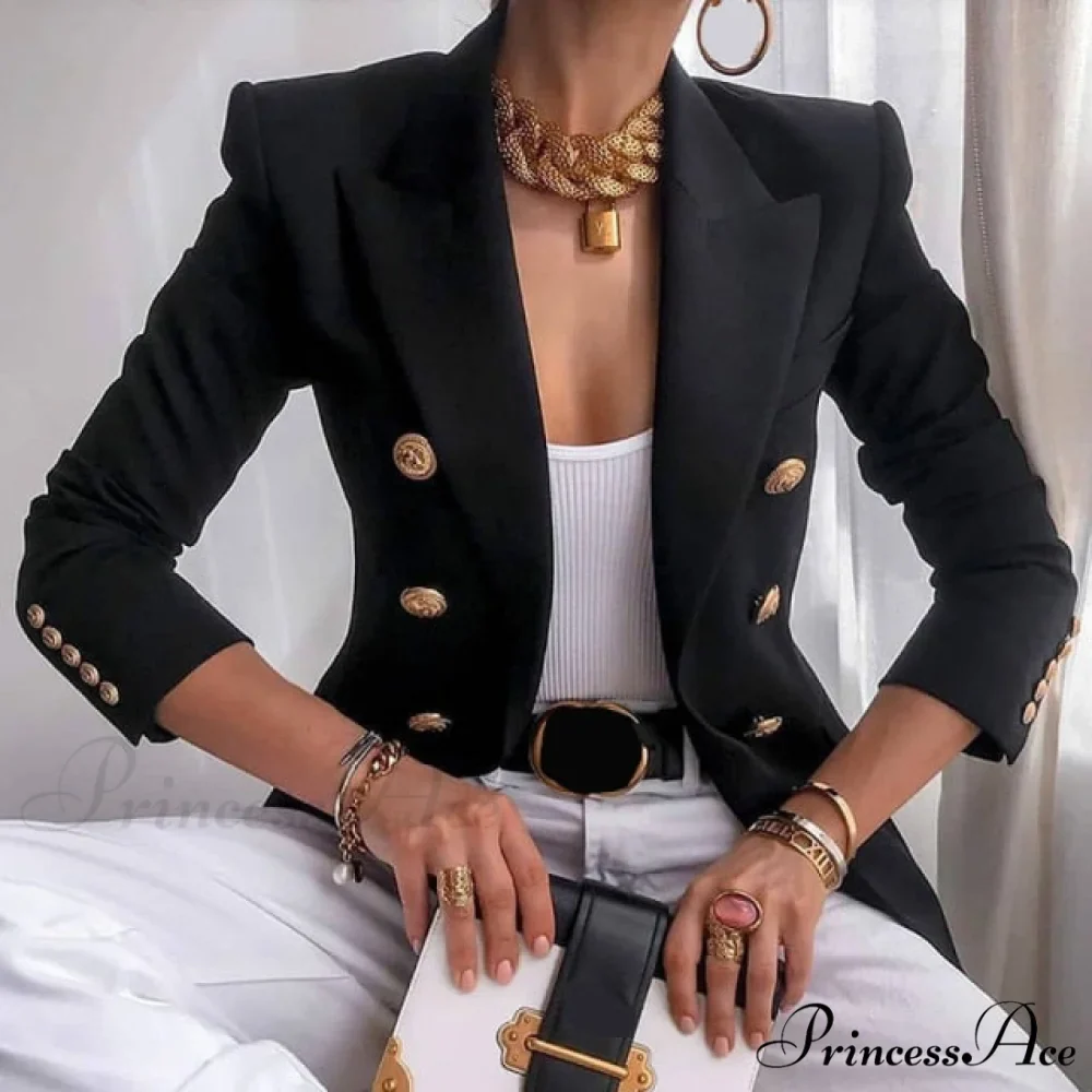Solid Color Fashion Multi Buttons Blazer - Image 9