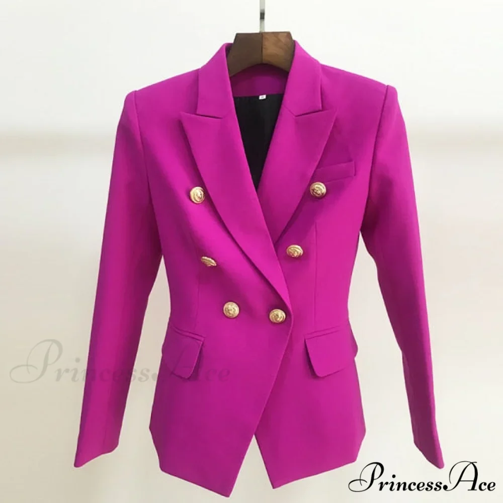 Classic Double Breasted Metal Lion Buttons Blazer - Image 10