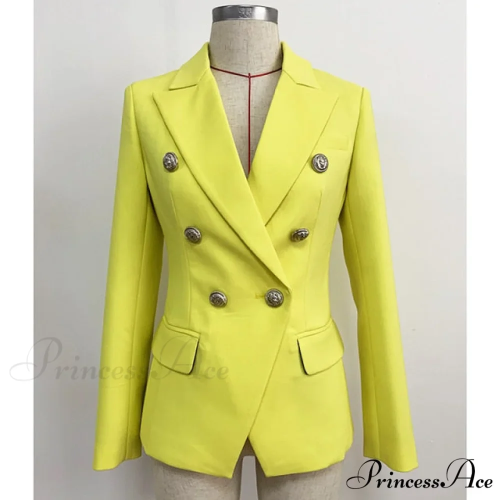 Classic Double Breasted Metal Lion Buttons Blazer - Image 14