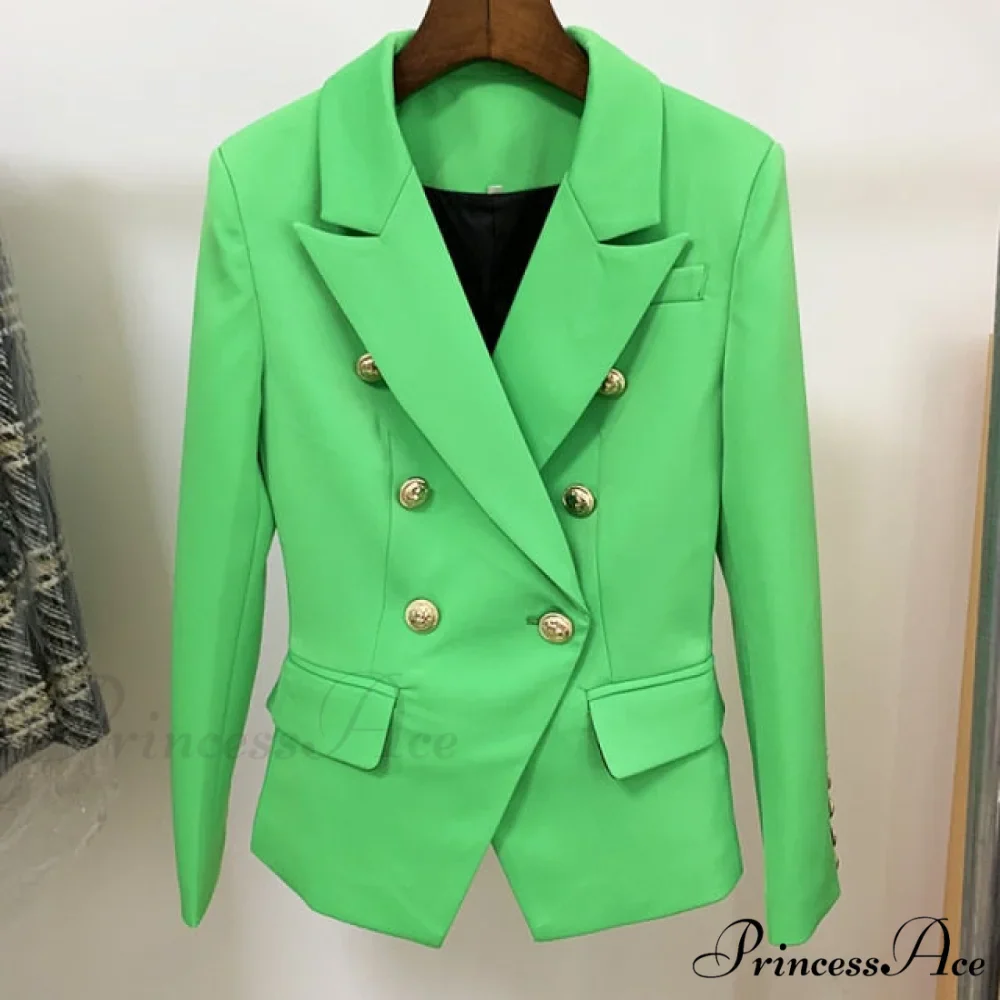 Classic Double Breasted Metal Lion Buttons Blazer - Image 2
