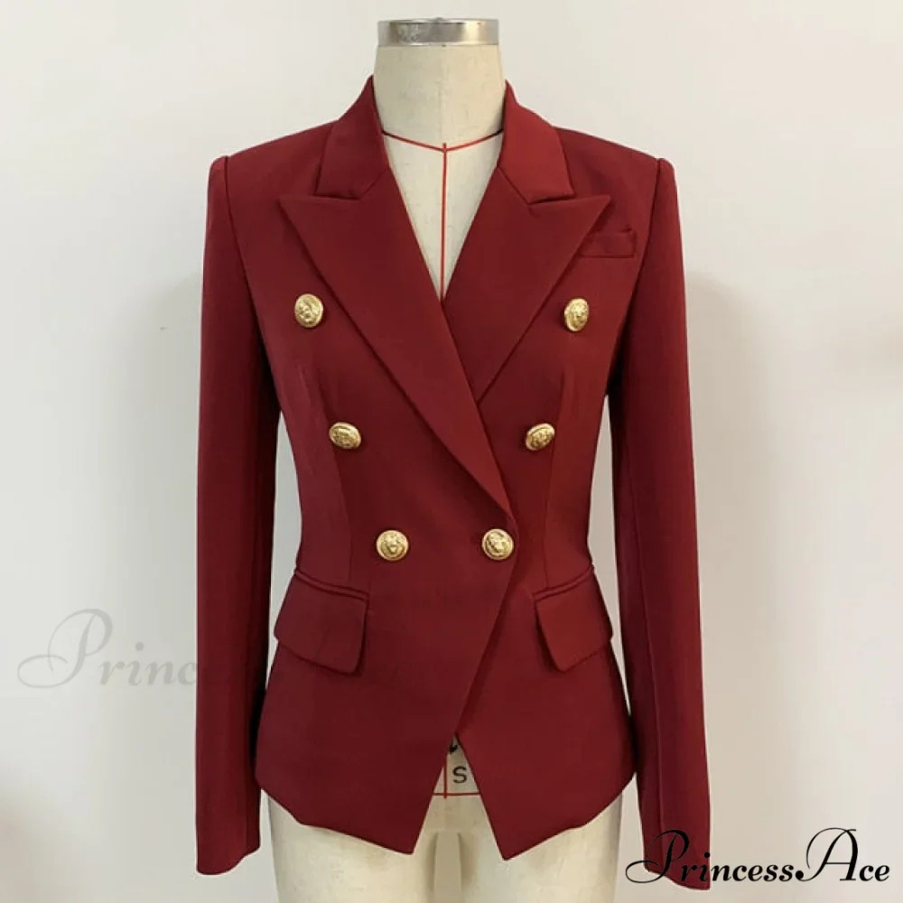 Classic Double Breasted Metal Lion Buttons Blazer - Image 3