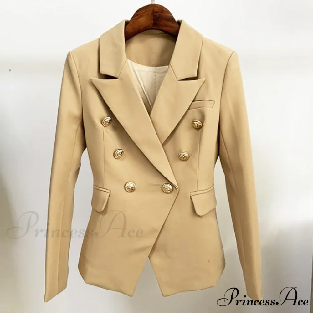 Classic Double Breasted Metal Lion Buttons Blazer - Image 6