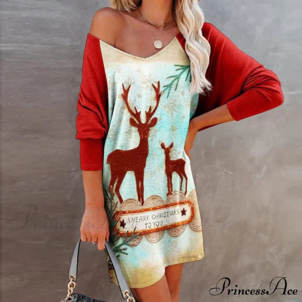 Fashion Smiley Christmas Print Dress - Image 3