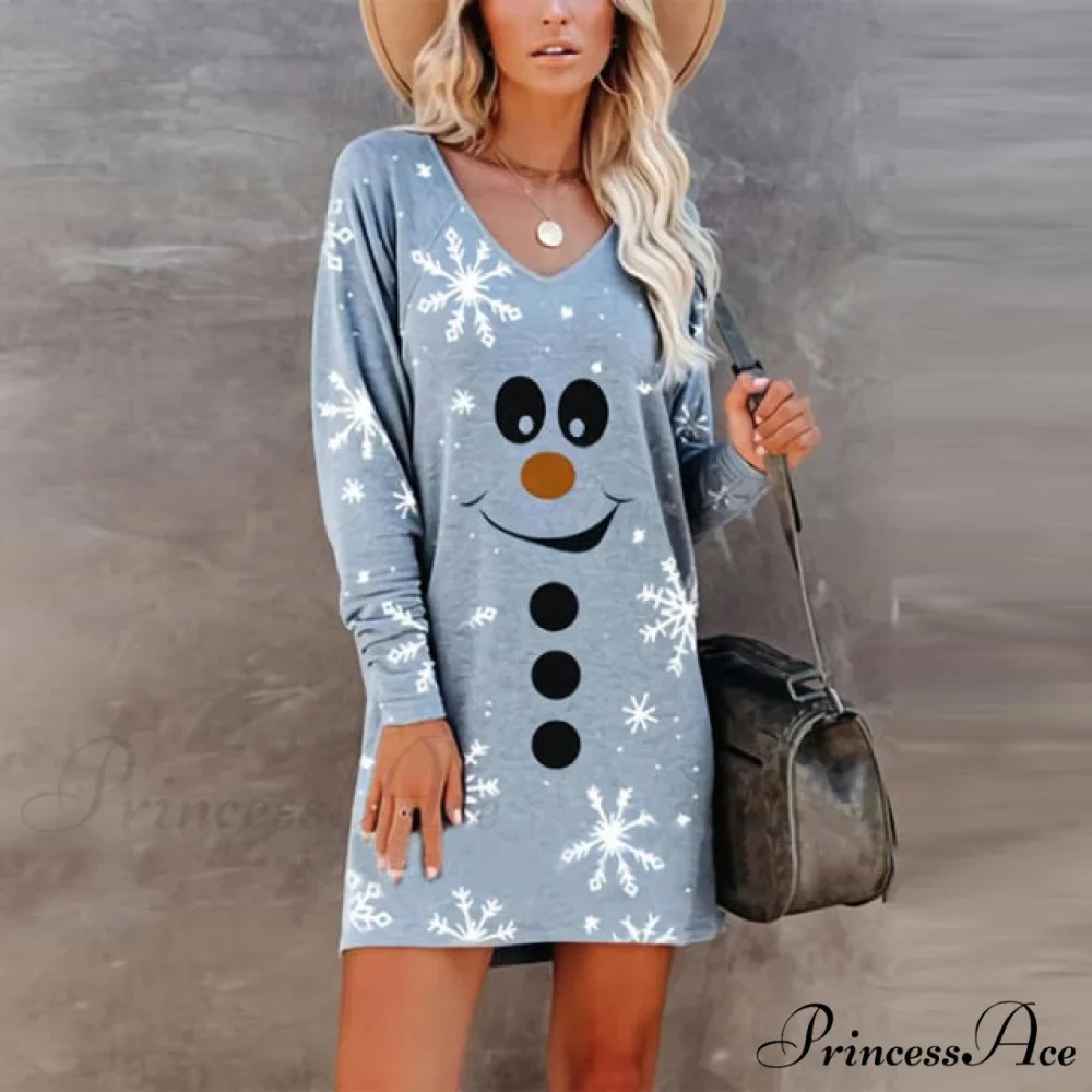 Fashion Smiley Christmas Print Dress - Image 4