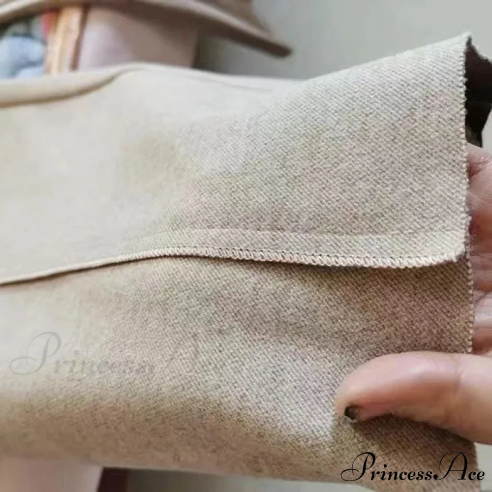 Super High Waist Wool Blend Warm Loose Cashmere Thick Woolen Pants - Image 5