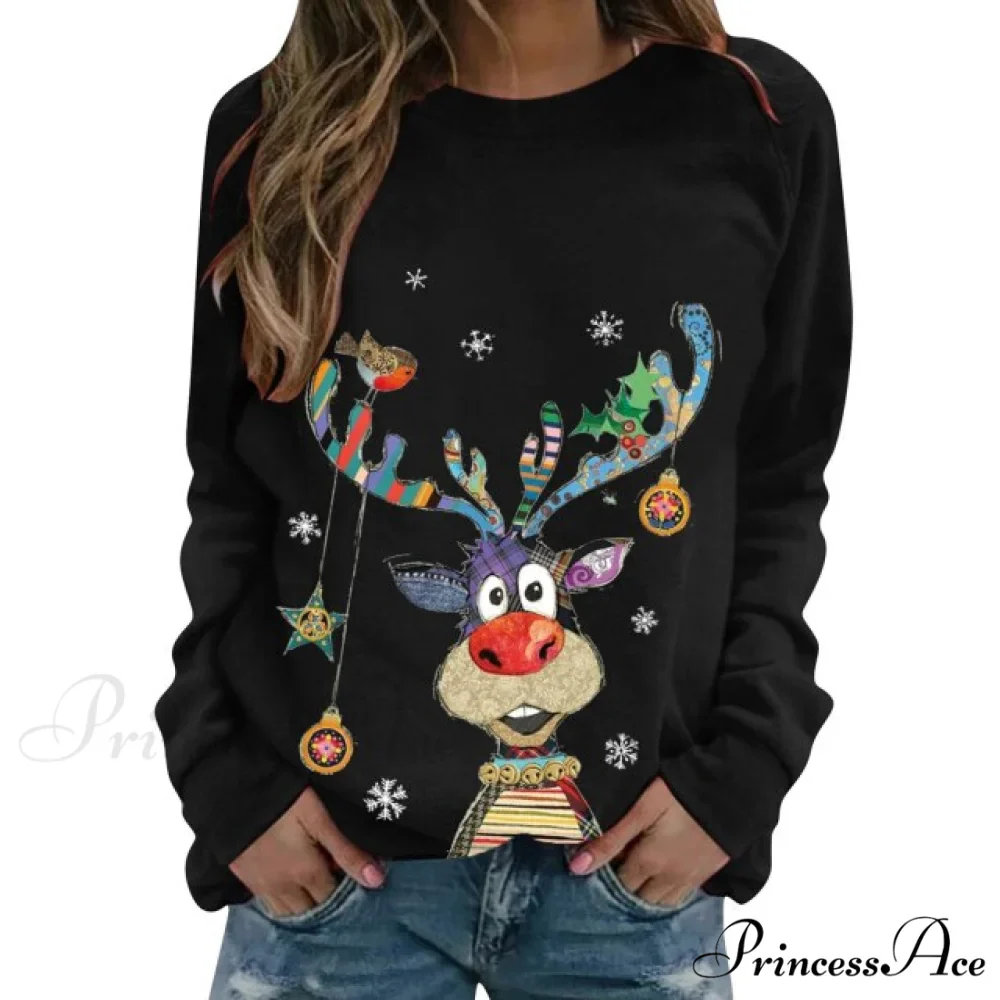 Women Casual Cartoon Print Long Sleeve Sweater - Image 6